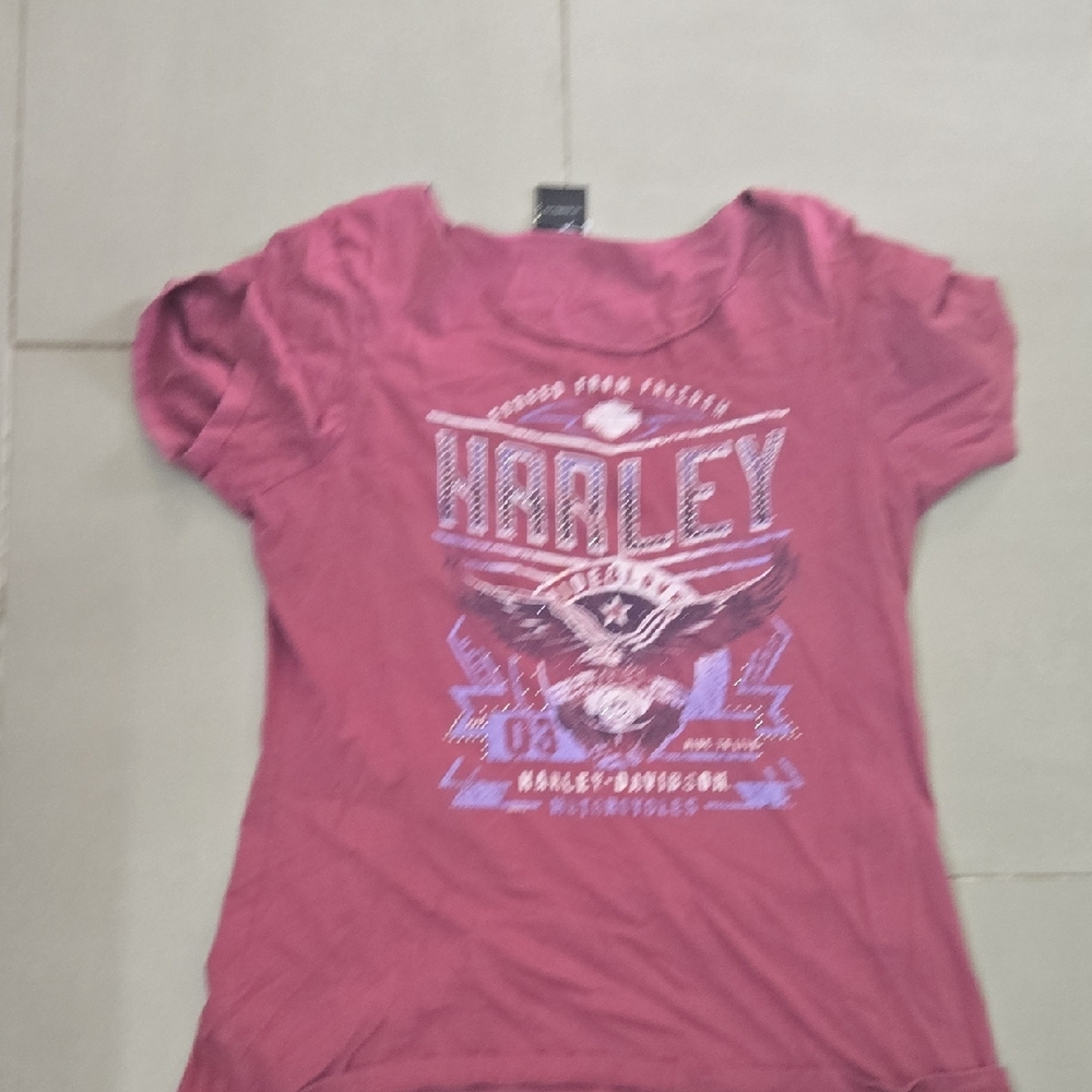 Harley-Davidson Maroon Tee with Graphic Design